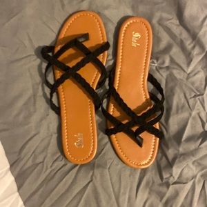 Braided design thong sandals
